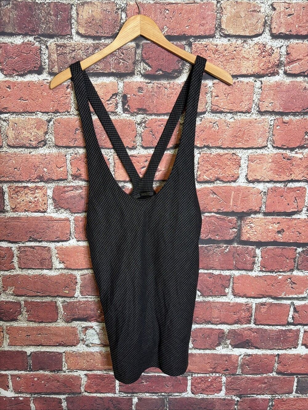 ZARA Box Pleat Black Pinafore Overall Mini Dress Tennis Skirt Size S Small